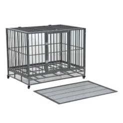 PawHut Heavy Duty Dog Crate Dog Cage Kennel With Lockable Wheels, Double Door And Removable Tray, Grey 15 PawHut Heavy Duty Dog Crate Dog Cage Kennel With Lockable Wheels, Double Door And Removable Tray, Grey -PawHut Sales Store GUEST b2e83983 2691 470d 9ec6 84660014e1c0