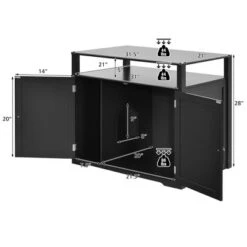 Costway Wooden Cat Litter Box Enclosure Hidden Cat Washroom W/ Storage Layer