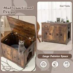 Tangkula Wooden Cat Litter Box Enclosure Flip-Top Hidden Washroom Bench W/ Side Entrance 10 Tangkula Wooden Cat Litter Box Enclosure Flip-Top Hidden Washroom Bench W/ Side Entrance -PawHut Sales Store GUEST b670e1ba 49d6 4510 973b 35d2460c6cfa