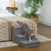 PawHut 3-StepsPet Stairs With Storage, Dog Steps For Couch, Bed, Pet Steps For Injured Pet, Older Pets, Small Cats, Gray