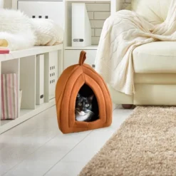 Pet Adobe Cozy Kitty Tent Igloo Plush Cat Bed - Brown 5 Pet Adobe Cozy Kitty Tent Igloo Plush Cat Bed - Brown -PawHut Sales Store GUEST b70d84f1 9e49 40cc bb44 c3d2d90ceb52