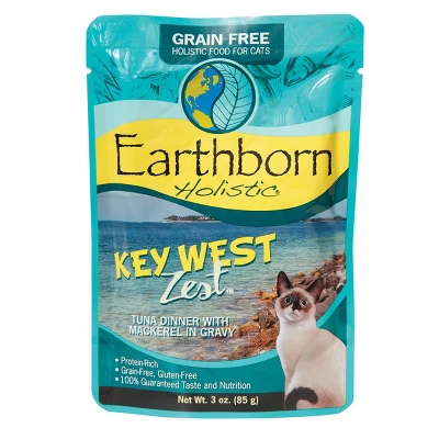 Earthborn Holistic Key West Zest With Tuna & Mackerel Gravy Grain-Free Wet Cat Food Pouches - (3 Oz) Pack Of 24 1 Earthborn Holistic Key West Zest With Tuna & Mackerel Gravy Grain-Free Wet Cat Food Pouches - (3 Oz) Pack Of 24