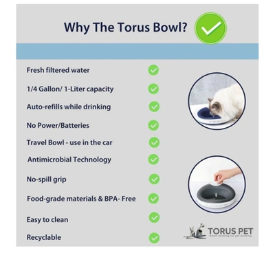 Torus Pet Torus Mini 1-Liter Automatic Dispenser Cordless Water Bowl 3 Torus Pet Torus Mini 1-Liter Automatic Dispenser Cordless Water Bowl - Image 3