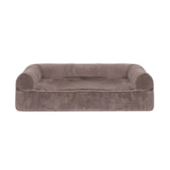 FurHaven Faux Fur & Velvet Memory Foam Sofa Pet Bed For Dogs & Cats