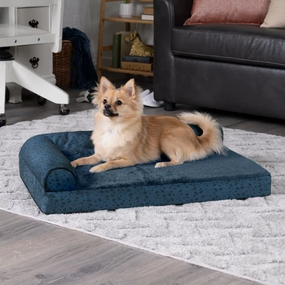 FurHaven Plush & Almond Print Orthopedic Deluxe L-Chaise Pet Bed For Dogs & Cats 2 FurHaven Plush & Almond Print Orthopedic Deluxe L-Chaise Pet Bed For Dogs & Cats - Image 2