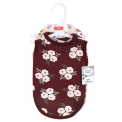 Luvable Friends Dog Pet Dog And Cats Cotton T-Shirts 2pk, Burgundy Floral Botanical
