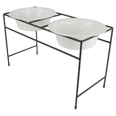 Platinum Pets Modern Double Cat/Dog Bowl - Pearl White - 1.25 Cup 2 Platinum Pets Modern Double Cat/Dog Bowl - Pearl White - 1.25 Cup - Image 2