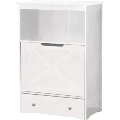 Zoovilla Pet Feeder Large Storage Bin Container With Hidden Elevated Removable Dog Bowl Stand For Dry Food And Water, White (2 Pack)