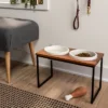 Modern Tall Metal Elevated Dog Bowl With Natural Wood Top - Black - Boots & Barkley™