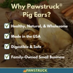 Pawstruck Natural Jumbo Pig Ears Chews For Dogs | Premium Pork Treats Made In USA | Supports Dental Health | No Artificial Ingredients