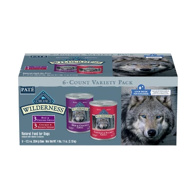Blue Buffalo Wild Beef, Chicken And Salmon Grill Variety Pack Dry Dog Food - 12.5oz/6ct 1 Blue Buffalo Wild Beef, Chicken And Salmon Grill Variety Pack Dry Dog Food - 12.5oz/6ct