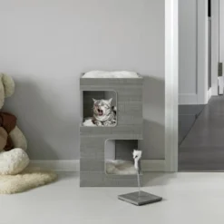 PawsMark Multi Level Modern Cat Tall Climbing Tree House For Indoor Cats | Wood Tower Luxury Furniture Stand With Removable Soft Blanket And Condo -PawHut Sales Store GUEST c719fe32 1a7a 446e a27a 0424e6e71086