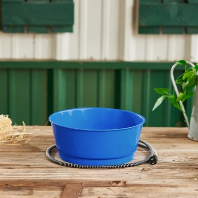 Farm Innovators R-19A 1.5 Gallon Electric Heated Pet Water Bowl With Thermostatic Control And Anti Chew Cord Protector, 60 Watt, Blue 4 Farm Innovators R-19A 1.5 Gallon Electric Heated Pet Water Bowl With Thermostatic Control And Anti Chew Cord Protector, 60 Watt, Blue - Image 4