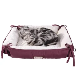 Armarkat 2-In-1 Cat Pet Bed & Fleece Cat Mat, Burgundy/Ivory -PawHut Sales Store GUEST c7bb22b4 8dcc 4e47 b9ba 65b0303a225f