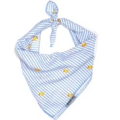 The Worthy Dog Seersucker Stripe Embroidered Rubber Duck Classic Square Tie-On Bandana