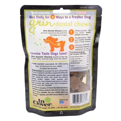 InClover Grin Dental Health Soft Chews For Dogs - Licorice - 4oz 1 InClover Grin Dental Health Soft Chews For Dogs - Licorice - 4oz