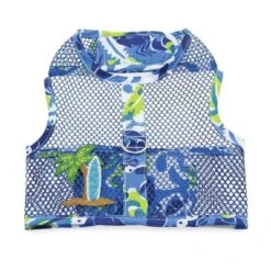 Doggie Design Cool Mesh Dog Harness With Matching Leash-Surfboard Blue And Green