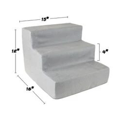 Pet Adobe High-Density Foam Stairs For Pets With Three 4" Steps - Gray