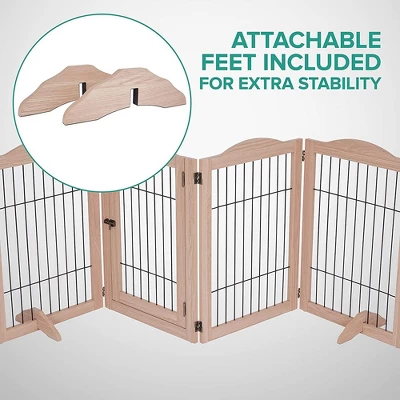 Arf Pets 30.5" Tall Freestanding 4-Panel Folding Dog Gate - Walnut 1 Arf Pets 30.5" Tall Freestanding 4-Panel Folding Dog Gate - Walnut