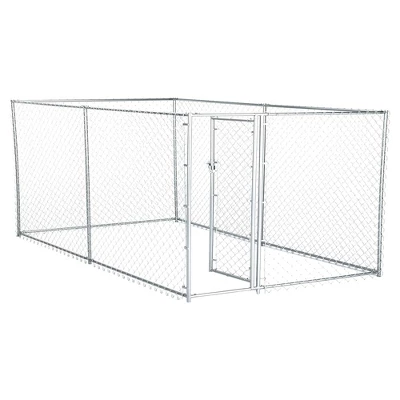 Lucky Dog Adjustable Heavy Duty Outdoor Galvanized Steel Chain Link Dog Kennel Enclosure With Latching Door, And Raised Legs 1 Lucky Dog Adjustable Heavy Duty Outdoor Galvanized Steel Chain Link Dog Kennel Enclosure With Latching Door, And Raised Legs
