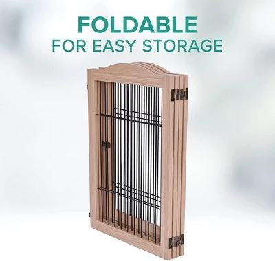 Arf Pets 30.5" Tall Freestanding 4-Panel Folding Dog Gate - Walnut 3 Arf Pets 30.5" Tall Freestanding 4-Panel Folding Dog Gate - Walnut - Image 3