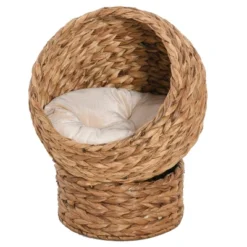 PawHut Weaved Elevated Cat Bed, Hand Made Braided Banana Leaf Pet House Nest With Cushion For Kitten, Puppy, 23.5" H -PawHut Sales Store GUEST cf0c116f 51af 4340 8cec 12cfd6decb38