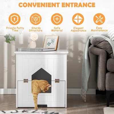 Tangkula Cat Litter Box Enclosure W/ Flip Magnetic Half Door Hidden Litter Box Enclosure 4 Tangkula Cat Litter Box Enclosure W/ Flip Magnetic Half Door Hidden Litter Box Enclosure - Image 4