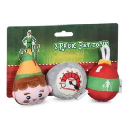 Elf: Holiday Plush Squeaker Buddy The Elf, Clausometer, And Ornament Ball Set - 3pc Toy Set