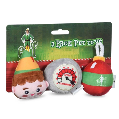 Elf: Holiday Plush Squeaker Buddy The Elf, Clausometer, And Ornament Ball Set - 3pc Toy Set 1 Elf: Holiday Plush Squeaker Buddy The Elf, Clausometer, And Ornament Ball Set - 3pc Toy Set