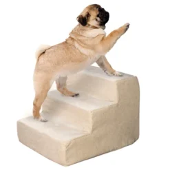 Pet Adobe 3-Tier High-Density Foam Pet Steps With Removable Slipcover - Tan