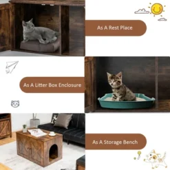 Costway Wooden Cat Litter Box Enclosure Hidden Cabinet Furniture W/ Divider Pet House -PawHut Sales Store GUEST d2d600e1 ccef 4a49 8b2d 61f66cdd3884