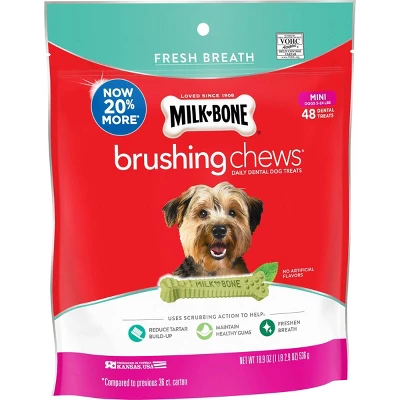 Milk-Bone Brushing Chews In Peppermint Dental Dog Treats With Chicken Flavor - 48ct/18.9oz 2 Milk-Bone Brushing Chews In Peppermint Dental Dog Treats With Chicken Flavor - 48ct/18.9oz - Image 2