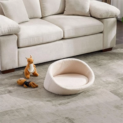 Pang Medium Size Luxurious Teddy Bear Cat Bed With E1 Solid Wood Frame-Maison Boucle 3 Pang Medium Size Luxurious Teddy Bear Cat Bed With E1 Solid Wood Frame-Maison Boucle - Image 3