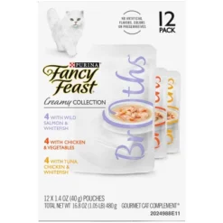 Fancy Feast Broths Creamy Chicken, Tuna, Salmon, Shrimp And Seafood Collection Wet Cat Food Complement - 1.4oz/12ct 9 Fancy Feast Broths Creamy Chicken, Tuna, Salmon, Shrimp And Seafood Collection Wet Cat Food Complement - 1.4oz/12ct -PawHut Sales Store GUEST d55841db a6d6 4d7d ab77 e702c687e4d8