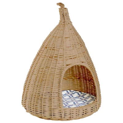 PawsMark Natural Willow Pet Sleeping Bed, Cave, Basket For Dog Or Cats With Cushion 1 PawsMark Natural Willow Pet Sleeping Bed, Cave, Basket For Dog Or Cats With Cushion