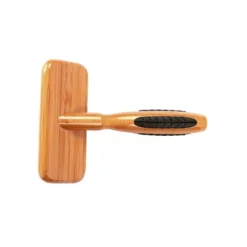 Bass Pet Brushes The Rake Style & Detangle Pet Brush With 100% Premium Alloy Pin Pure Bamboo Handle Slicker Style Dark Bamboo
