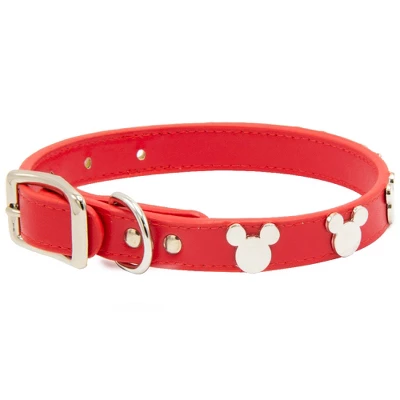 Buckle-Down Vegan Leather Dog Collar - Disney Red With Silver Cast Mickey Mouse Head Icon Embellishments 5 Buckle-Down Vegan Leather Dog Collar - Disney Red With Silver Cast Mickey Mouse Head Icon Embellishments - Image 5