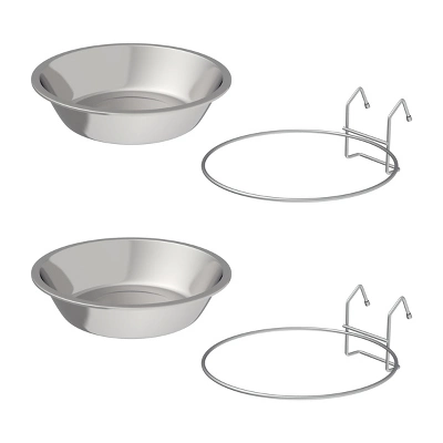 Set Of 2 Stainless-Steel Dog Bowls - Cage, Kennel, And Crate Hanging Pet Bowls For Food And Water - 48oz Each And Dishwasher Safe By PETMAKER 1 Set Of 2 Stainless-Steel Dog Bowls - Cage, Kennel, And Crate Hanging Pet Bowls For Food And Water - 48oz Each And Dishwasher Safe By PETMAKER