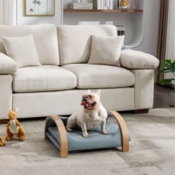 Lily Medium Size Scratch Resistant PU Cushion Cat Scratch Beds With Solid Wood Frame-Maison Boucle