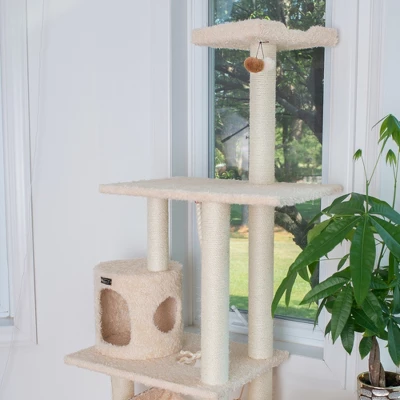 Armarkat 70" Real Wood Cat Furniture,Ultra Thick Faux Fur Covered Cat Condo House A7005, Beige 3 Armarkat 70" Real Wood Cat Furniture,Ultra Thick Faux Fur Covered Cat Condo House A7005, Beige - Image 3