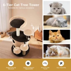 Costway 40'' Cat Tree Tower Multi-Level Activity Tree With 2-Tier Cat-Hole Condo -PawHut Sales Store GUEST dc08fb58 2152 4615 83fc 6e8cc6383685