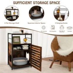 Costway Cat Litter Box Enclosure With Louvered Door& 3-Tier Shelf Cat House Side Table 16 Costway Cat Litter Box Enclosure With Louvered Door& 3-Tier Shelf Cat House Side Table -PawHut Sales Store GUEST dc4bce15 2c6d 4e95 a2a5 35dd96ff8c16