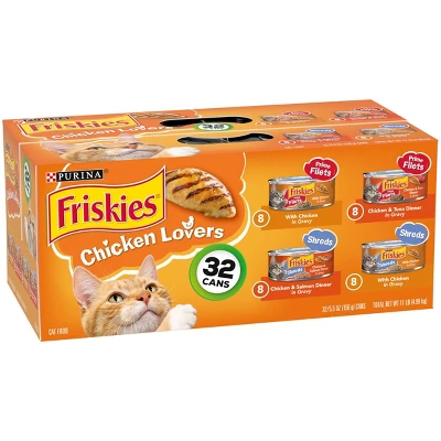 Purina Friskies Prime Filets & Shreds With Tuna, Chicken, Salmon And Seafood Lover Wet Cat Food - 5.5oz/32ct Variety Pack 2 Purina Friskies Prime Filets & Shreds With Tuna, Chicken, Salmon And Seafood Lover Wet Cat Food - 5.5oz/32ct Variety Pack - Image 2
