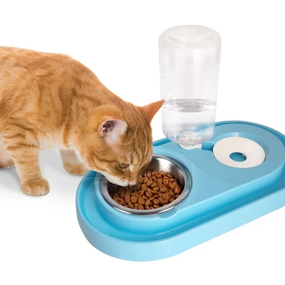 Dog & Cat Food And Water Dispenser Set, Double Dog & Cat Bowls With Steel Bowl, Pet Refillable Water Bowl 5 Dog & Cat Food And Water Dispenser Set, Double Dog & Cat Bowls With Steel Bowl, Pet Refillable Water Bowl - Image 5