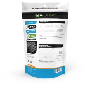 VetriScience Composure For Dogs, Calming Behavior And Anxiety Support, Bite-Sized Peanut Butter Flavor Chews, 120 Ct 1 VetriScience Composure For Dogs, Calming Behavior And Anxiety Support, Bite-Sized Peanut Butter Flavor Chews, 120 Ct
