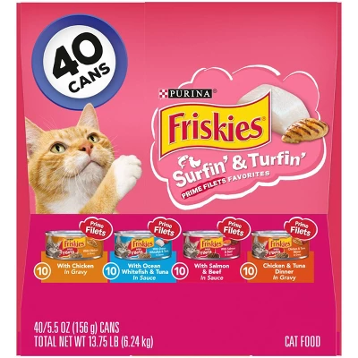 Purina Friskies Prime Filets Surfin' & Turfin' Favorites With Chicken,Tuna, Salmon, Fish And Beef Wet Cat Food - 5.5oz/40ct Variety Pack 6 Purina Friskies Prime Filets Surfin' & Turfin' Favorites With Chicken,Tuna, Salmon, Fish And Beef Wet Cat Food - 5.5oz/40ct Variety Pack - Image 6