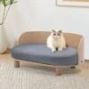 Corgi 26" Wide Small Dog Bed With Removable Cover,Velvet Cushion With Solid Wood Legs And Bent Wood Back-The Pop Maison