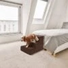 Precious Tails Sherpa High Density Foam Top Wide 3-Step Pet Stairs - Brown