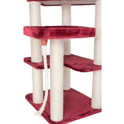 Armarkat Real Wood Cat Tower, Ultra Thick Faux Fur Covered Cat Condo House A6902B, Burgundy; 4 Armarkat Real Wood Cat Tower, Ultra Thick Faux Fur Covered Cat Condo House A6902B, Burgundy; - Image 4