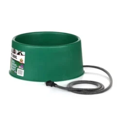 Farm Innovators P-60 1.5 Gallon Electric Heated Pet Water Bowl With Thermostatic Control And Anti Chew Cord Protector, 60 Watt, Green